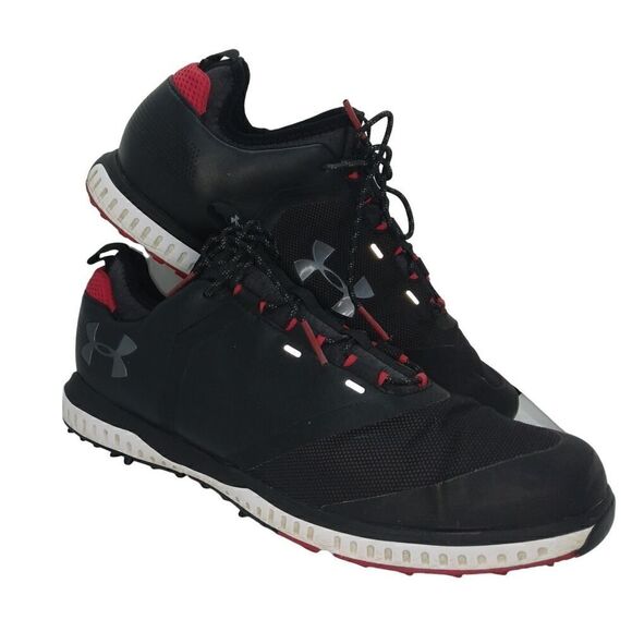 Under Armour Mens Pre-owned Black/Gray/Red Golf Shoes - sz. 12